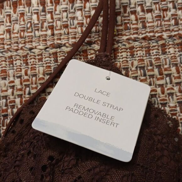 New Double Strap Bralette Burgundy Women's Medium New With Tags - Picture 3 of 4